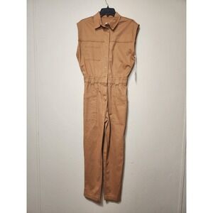a.n.a Sleeveless Jumpsuit Button Front Brown Womens Size XS‎